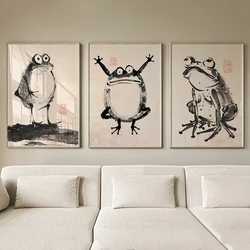 Japanese Cute Abstract Vintage Frog Poster Ukiyo-e Frog Print Japanese Wall Art Room Living Room Painting Room Decoration Poster