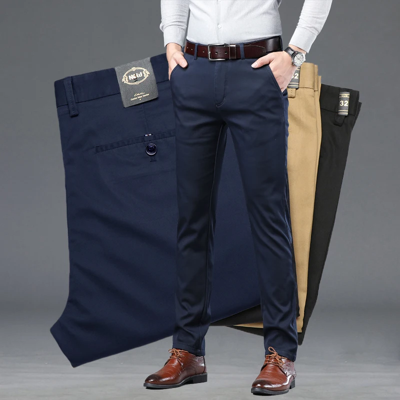 

Spring Summer Thin Business Casual Pants Mens Straight Stretch Korean Classic Office Trousers Fashion Male Clothing Size 28-40