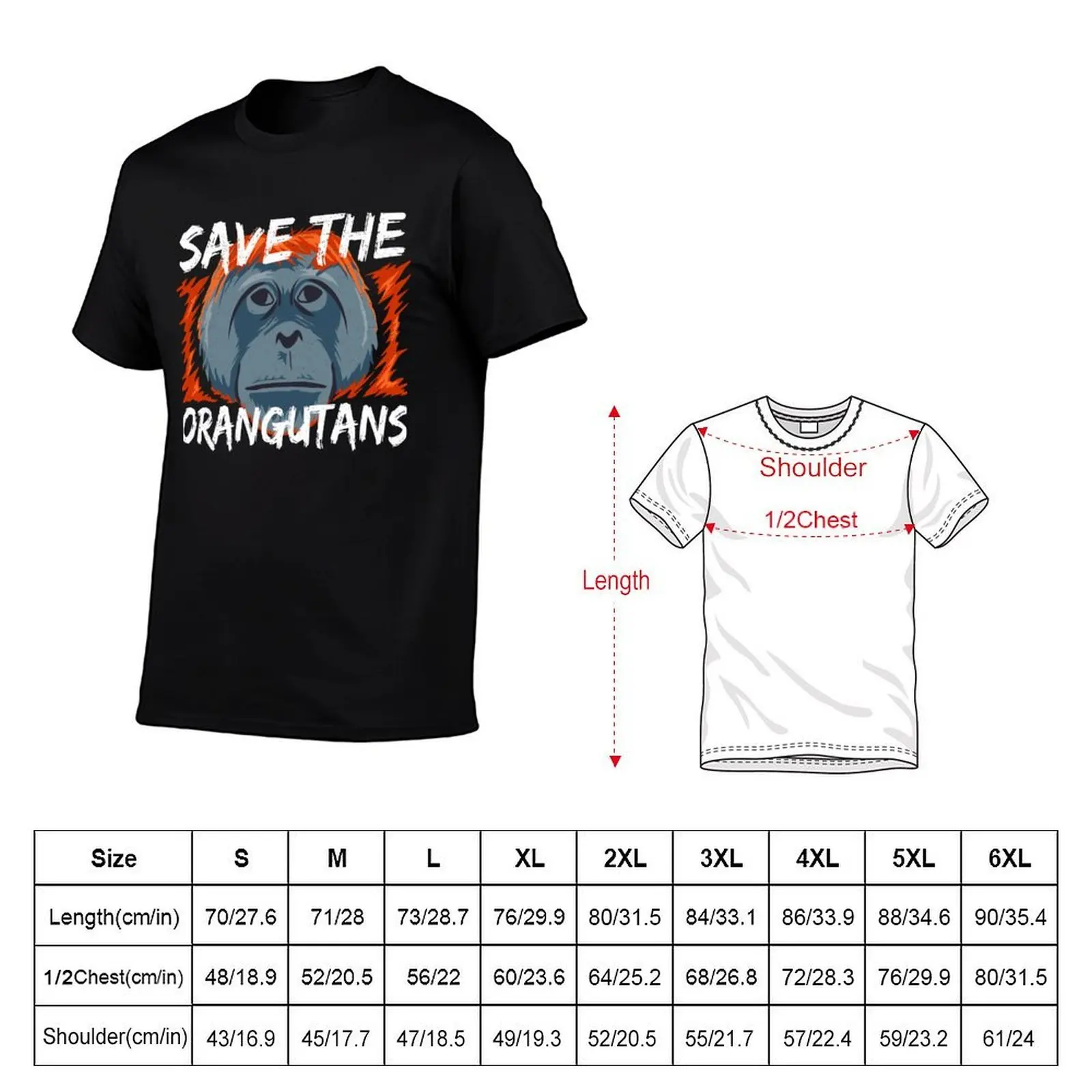 تي شيرت Save the Orangutans - تي شيرت رجالي للحفاظ على Orangutans تي شيرت مضحك تي شيرت قطني