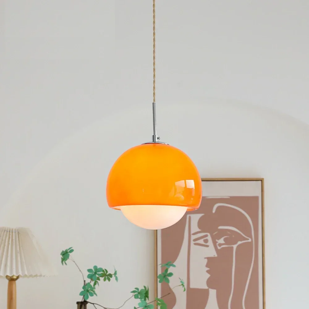 Lustre Medieval Laranja Vidro, Simples e Moderno, Estudo Lâmpadas, Bedside Bedroom, Moderno