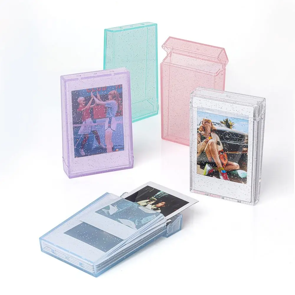 3 inch Photo Album Photocard Holder Transparent Giltter Photos Storage Box Instant Camera Name Card Photo Frame Collection Case