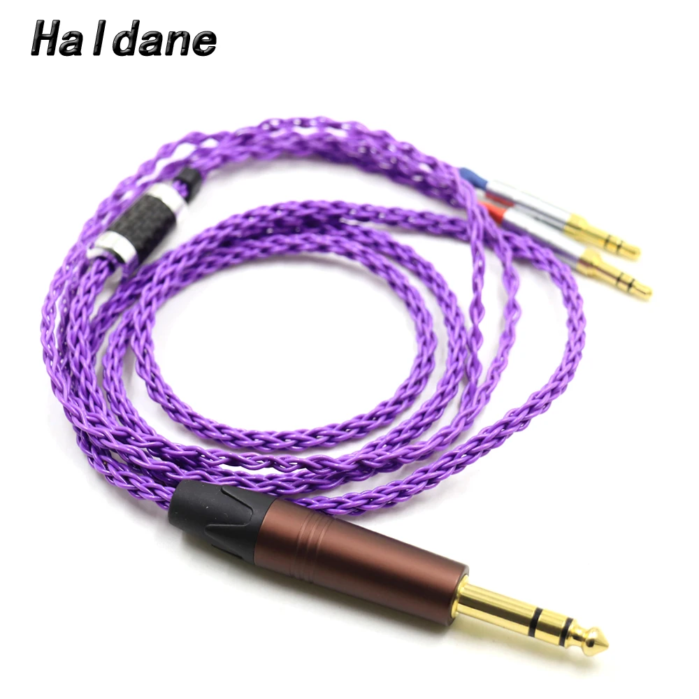 Haldane RolandPurple Single Crystal Silver for Sundara Aventho Focal Elegia t5p D7200 Hifiman SE Series 2x3.5mm Headphone Cables