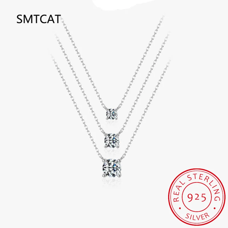 925 Sterling Silver Moissanite 1-3 Carat Set Chain Necklace Advanced Light Luxury Niche Casual Elegant Ladies Send Girlfriend