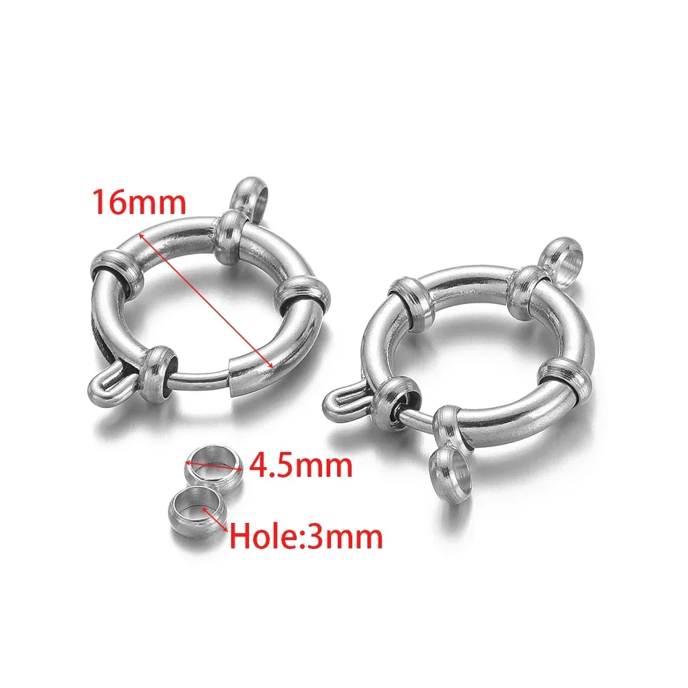 4 stks/partij Rvs Ronde Lente Sluitingen Haken met 8 Connectors voor DIY Sieraden Maken Armband Ketting Accessoires Bulk