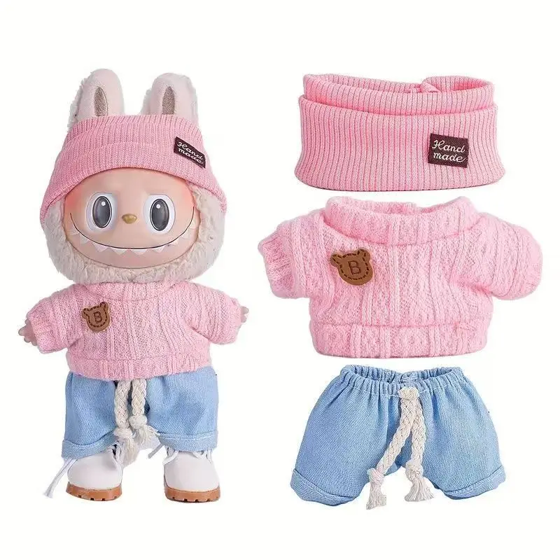 

17cm Mini Plush Doll'S Clothes Outfit Accessories No Doll for Korea Kpop Exo Labubu Overalls Clothing Gift