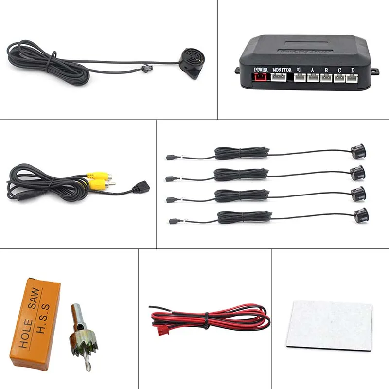 Car Park Sensor 4pcs Parking Sensors LCD Video Display Radar Rearview Smart Auto Reverse Backup Camera Car Parking Sensor System