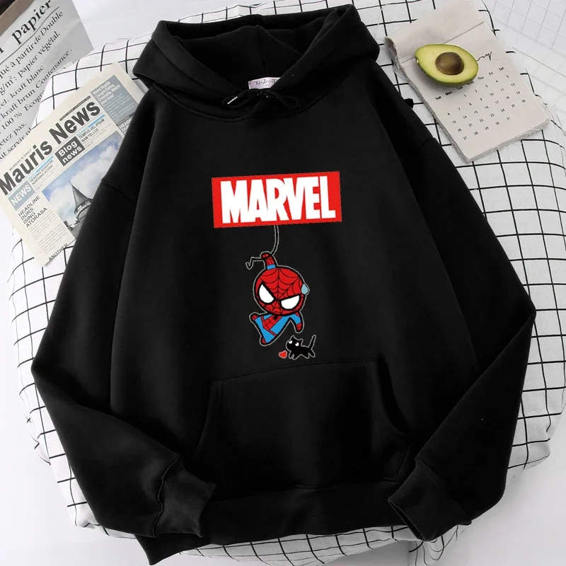 Cute Marvel Spiderman Print Hoodies Women Superhero Kawaii Funny Streetwear Casual Cartoon Sweatshirts Oversized Pullover
