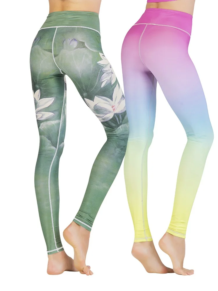 

Sun-protective Quick-dry High Elastic High Waist Printing Long Leggings Outdoor Sports Fitness Gym Yoga Running Breathable Pants