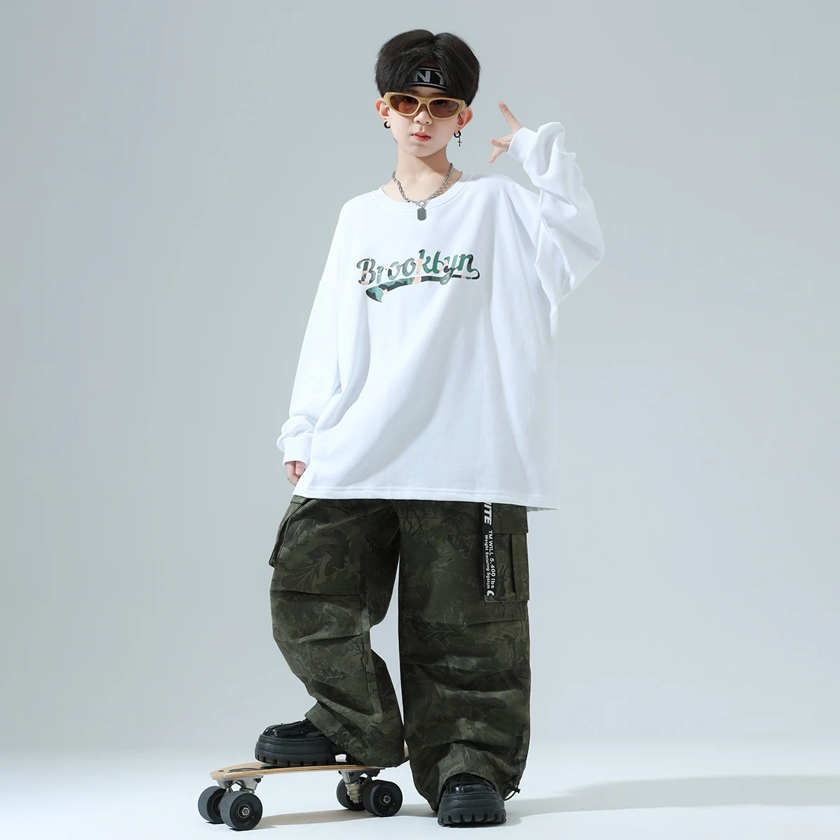 Lose Langarm Tops Camouflage Cargo Hosen Kinder Kostüme Street Dance Hip Hop Kinder Jazz Dance Performance Tragen DN20108