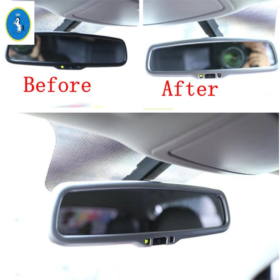 Auto Indoor Roof Front Backup Rearview Mirror Decor Frame Cover Trim Fit For KIA Sportage 2016 - 2020 Matte Interior Accessories