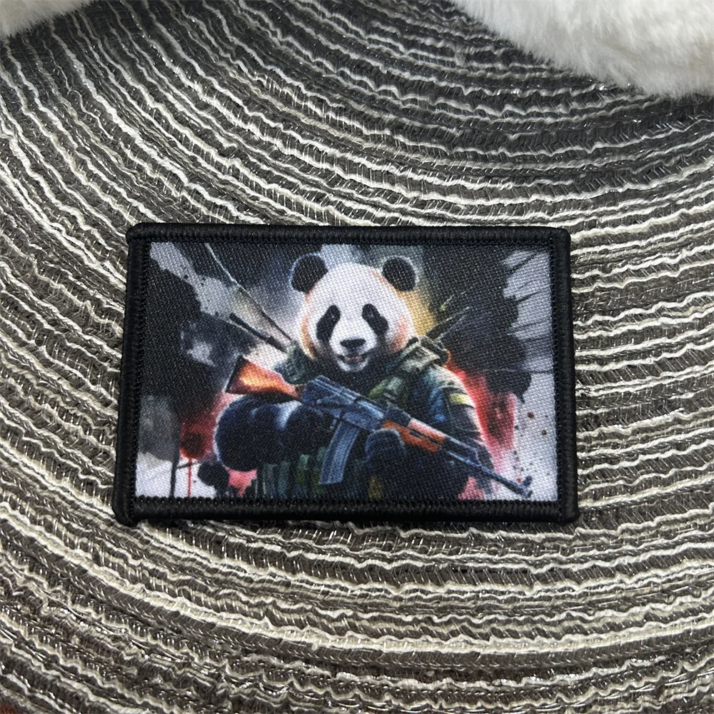 Panda Warrior Armband Cartoon Creative Printing Tactical Patch Military Shooting Equipment Hook and Loop Backpack Stickers