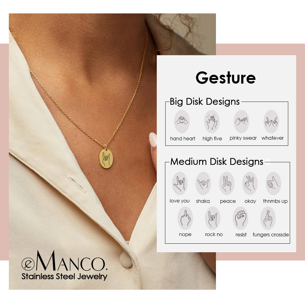 eManco Gesture Carving Light Luxury Premium Feeling Customizable Wholesale Personalized Necklace Jewelry Niche Brand Design