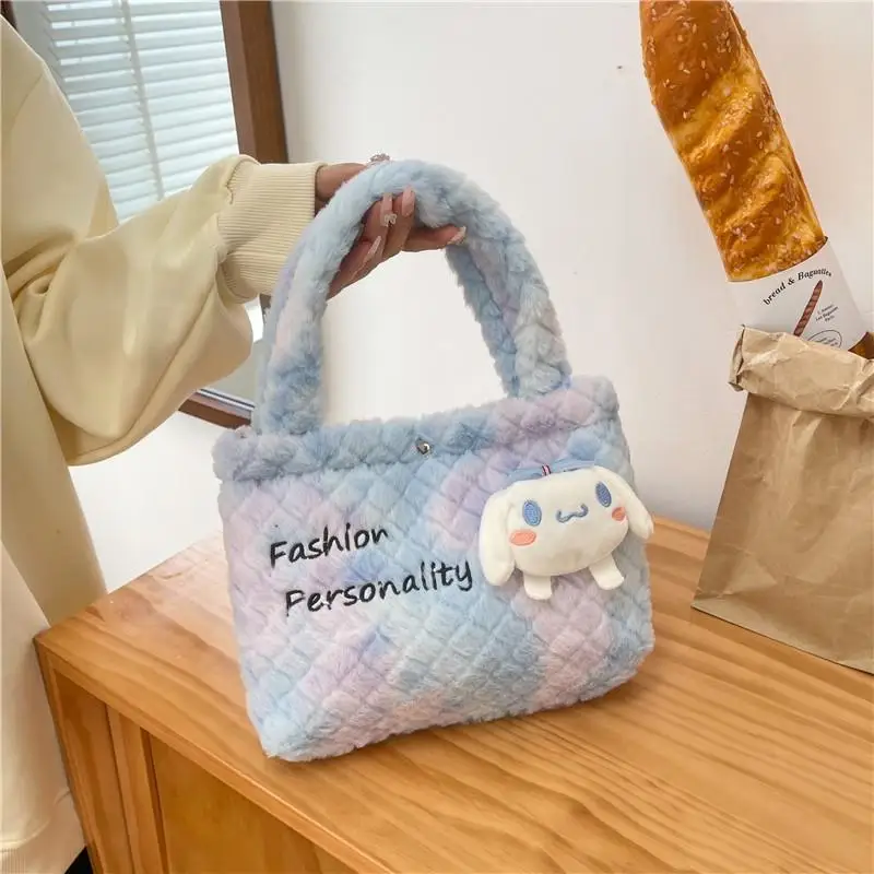 

Sanrios Anime Kuromi Plush Handbag Soft My Melody Cartoon Outdoor Portable Crossbody Bag Cinnamoroll Shoulder Bag Cute Girl Gift