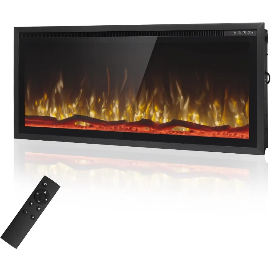 

42 Электрический камин, встраиваемый или настенный, ультратонкий дизайн с опциями бревна и кристаллического пламени, 750 Вт, 1500 Вт, реклама нагрева