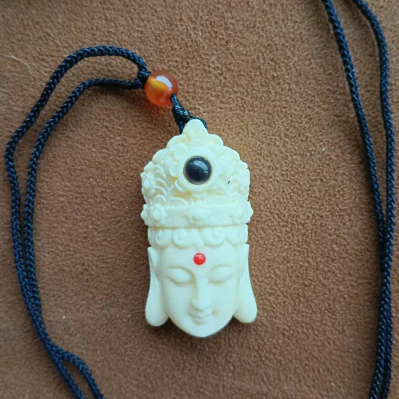 New Product Ivory Nut Carved Guanyin's Head Pendant Accessories Projection Guanyin Bodhisattva Factory Wholesale Quantity Discou