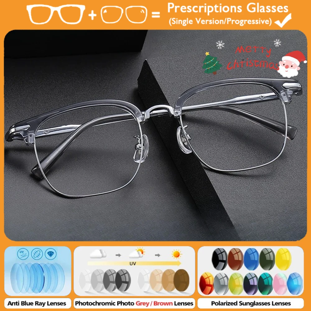 

KUXA (M) винтажные фотохромные очки для близорукости из нейтрального сплава, высококачественные прогрессивные очки с блокировкой синего света