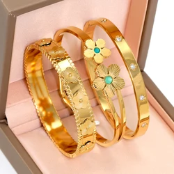 Stainless Steel Flower Bracelet for Women, Waterproof, Stackable, Daily Wear, Birthday Parties, Wedding Jewelry Gifts, Fashion