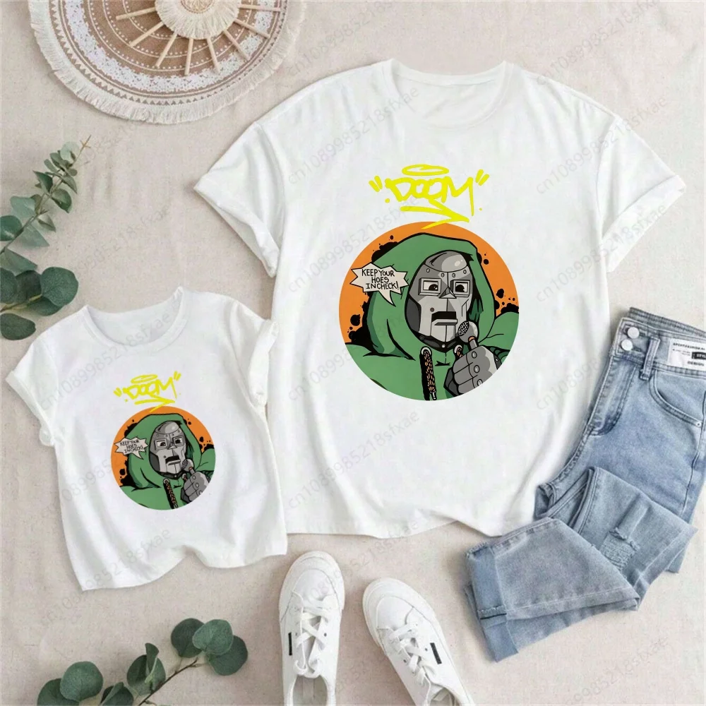

Kids Summer Girls & Boys MF Doom Rapper Gladiator Madvillain Tshirt Children Print T-shirt Fashion Matching Outfits for Family