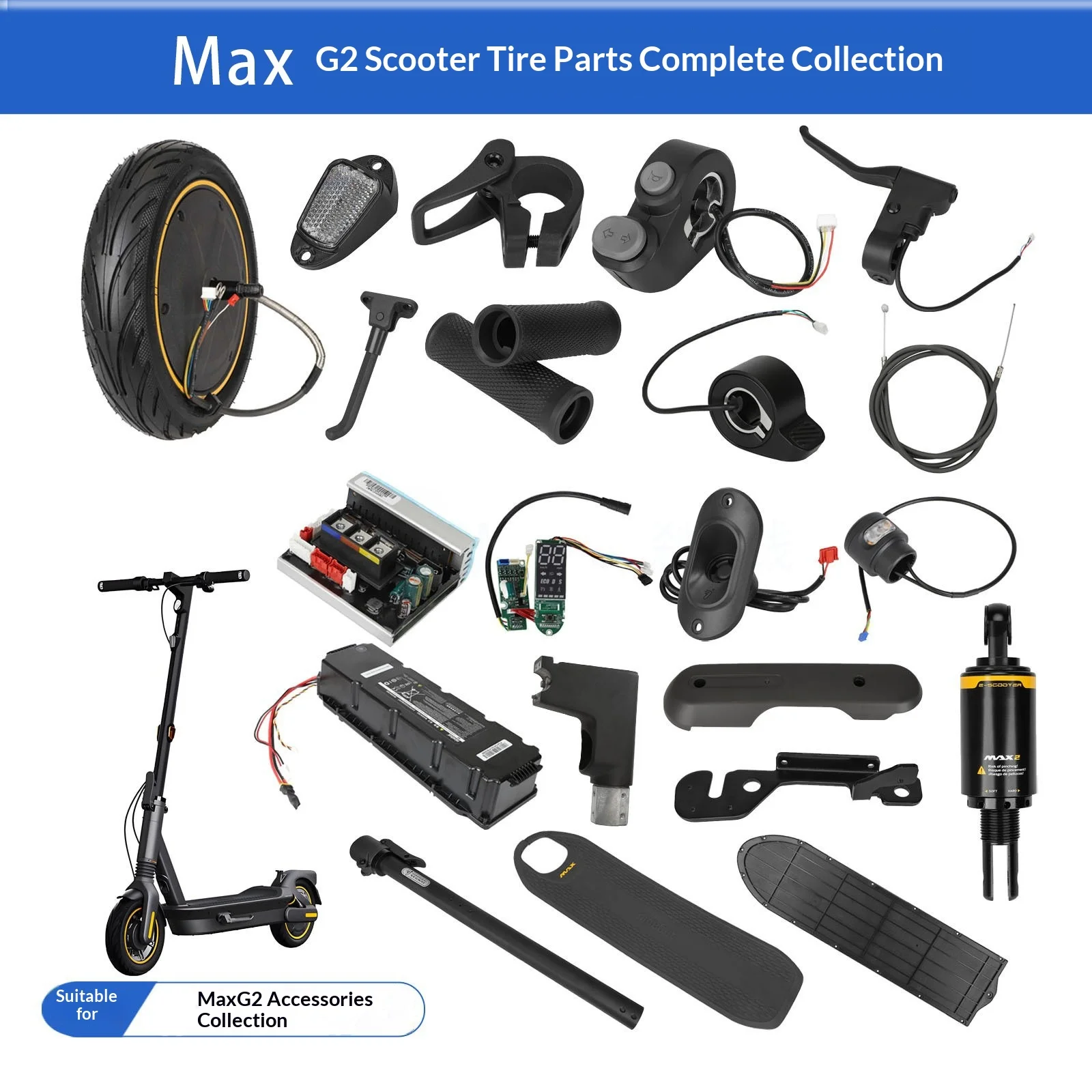 

Electric Scooter Ninebot MAX G2 Bluetooth Board Brake Handle Controller Motor Tire Dashboard Fender Foot Pad Tail Light Parts