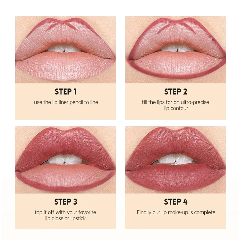 12 สี Velvet Matte ลิปสติก & Liner Red Contour Tint ลิปสติก-กันน้ํา,สวมใส่ยาวนาน,ของขวัญในอุดมคติ