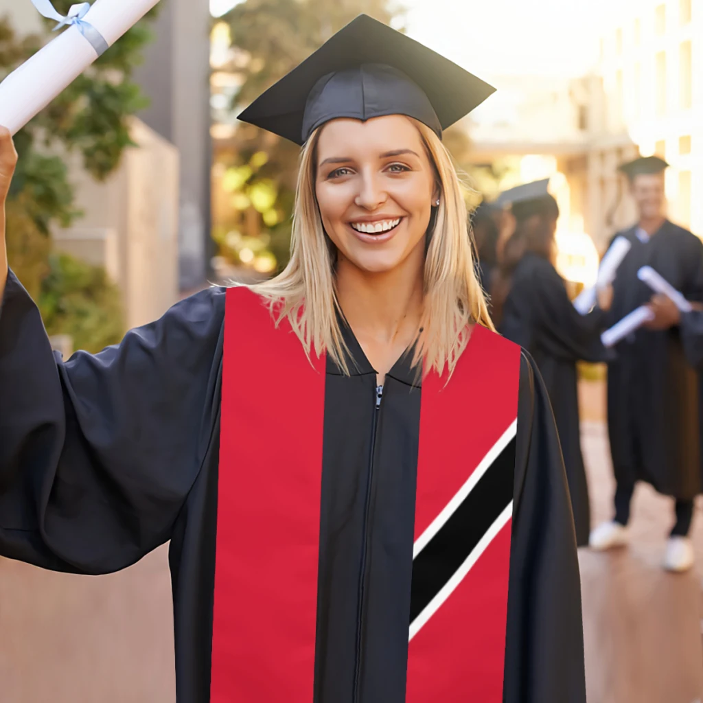 Fascia di laurea Trinidad e Tobago bandiera sciarpa scialle stola blu zaffiro con nastro accessorio per abito da scapolo a righe a stella 180*14