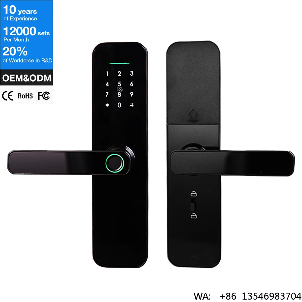 Original Manufacture WIFI  Ttlock APP Control Fingerprint Electronic Digital Touch Screen Keypad Smart Door Lock for Wooden