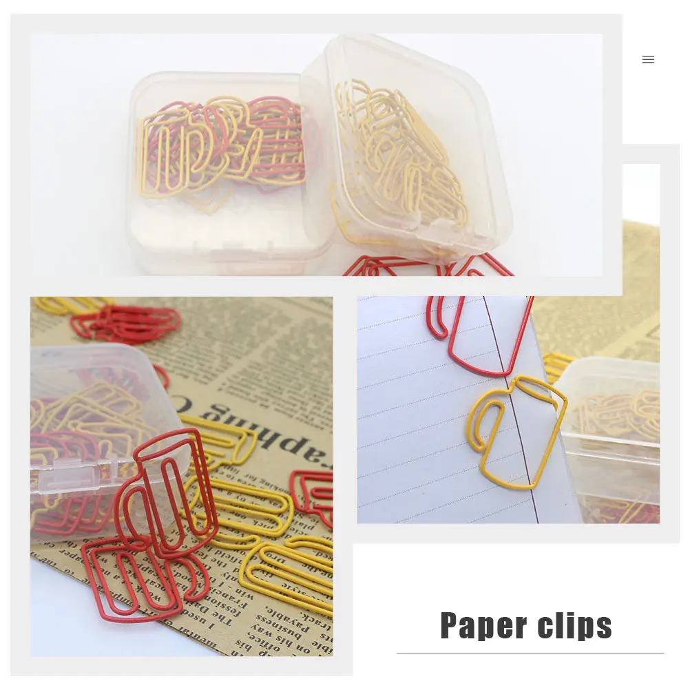

20Pcs Lovely Cup Shape Paper Clips Premium Alloy Paper Clamps for Name Cards Photos Files Notes Memos Home Office School