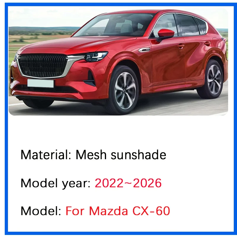 

Солнцезащитный козырек для Mazda CX-60 2022-2026: дышащий, теплоизоляционный, для боковых окон, с защитой от УФ-излучения, автоаксессуар