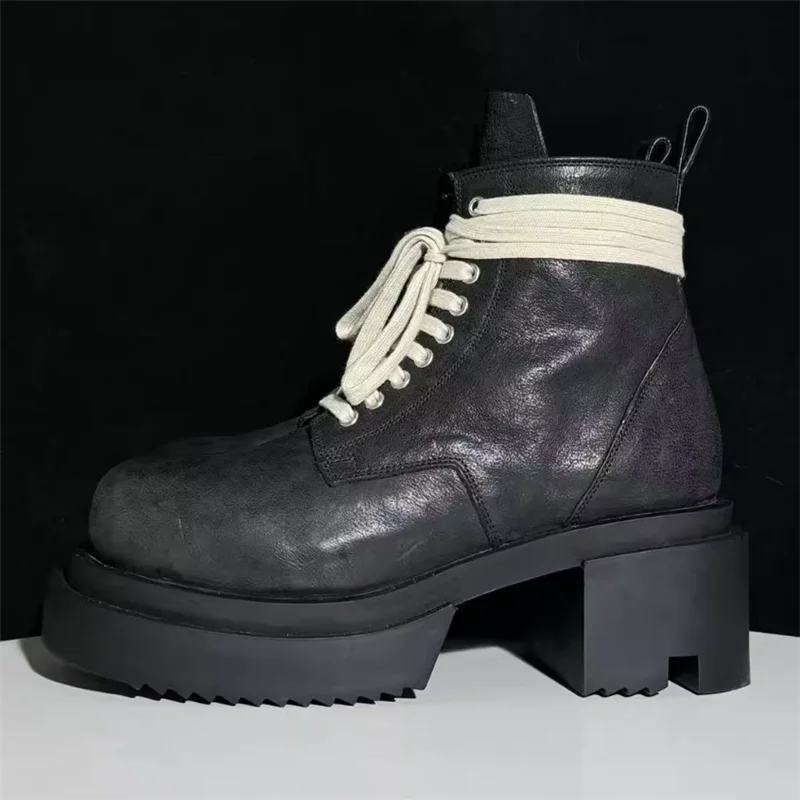 Thick Bottom Man Chelsea Boots Fashinable Men Lace Up Black Ankle Boot