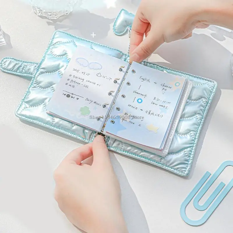 5 Holes Binder Notebook with Refill Paper 11x13.8cm PU 5 Rings Binder Covers