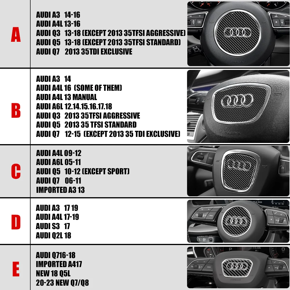 Car Steering Wheel Ring Trim Carbon Fiber Sticker Cover Decoration Auto Accessories For Audi A4 B8 A3 8P A6 C7 8V B9 B7 B6 C6 A5 - view 5