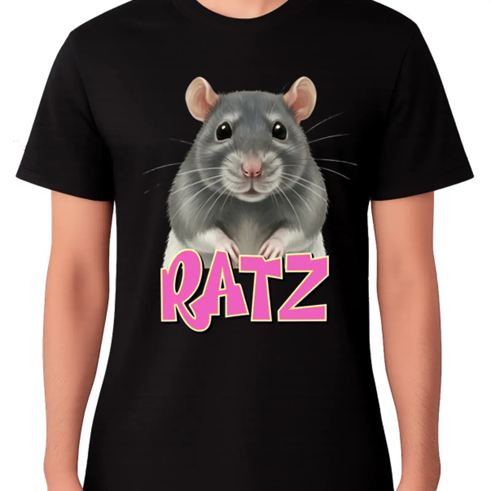 Cute Rat Cartoon Ratz T Shirt Rodent Funny Pet Lover  vintage Washed Top For Everyday Wear Stretched Versatile homme fashion