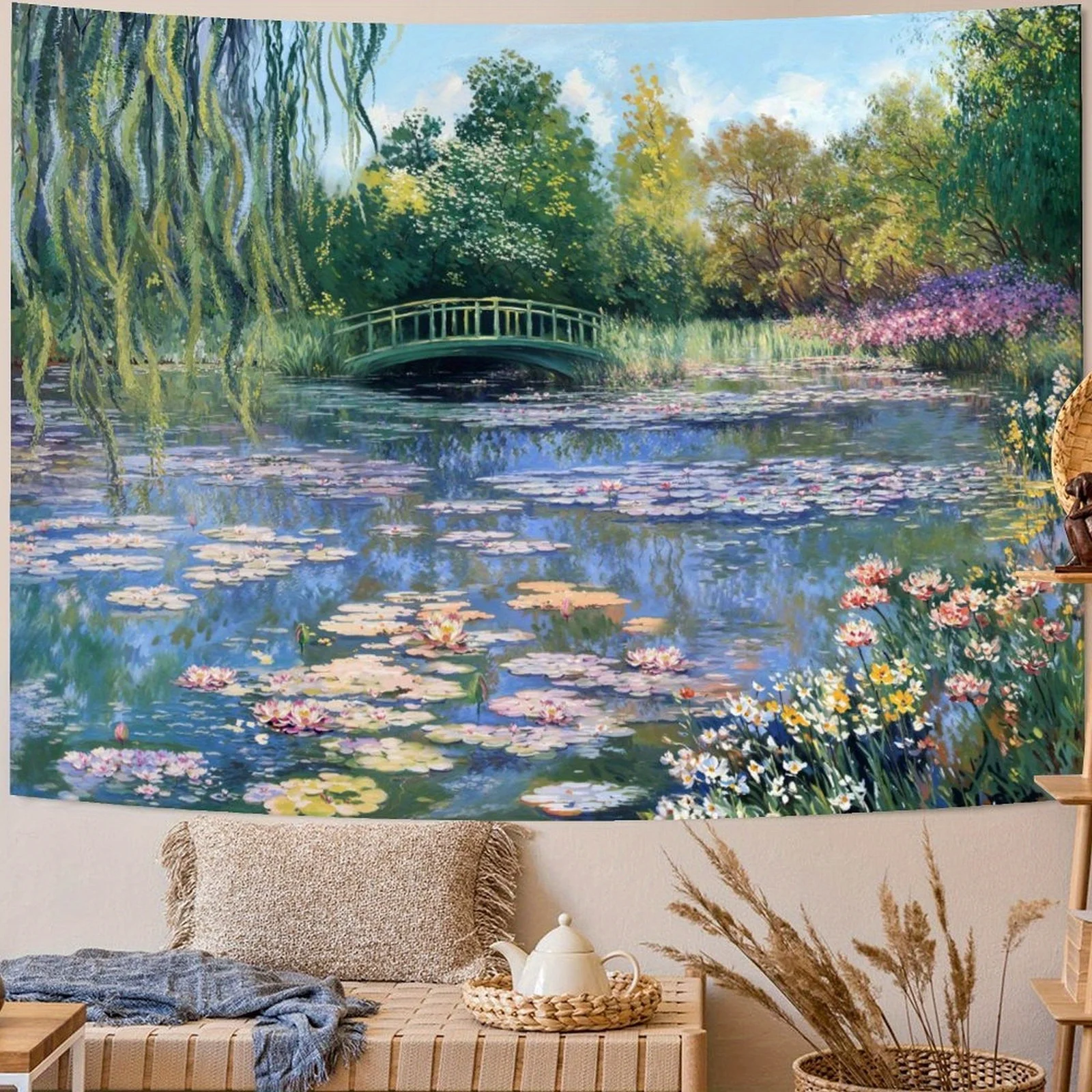 Monet Tapestries Floral Tapestries Aesthetics Monet Mural Posters Natural Garden Landscapes Bedrooms Living Rooms Small Tapestri