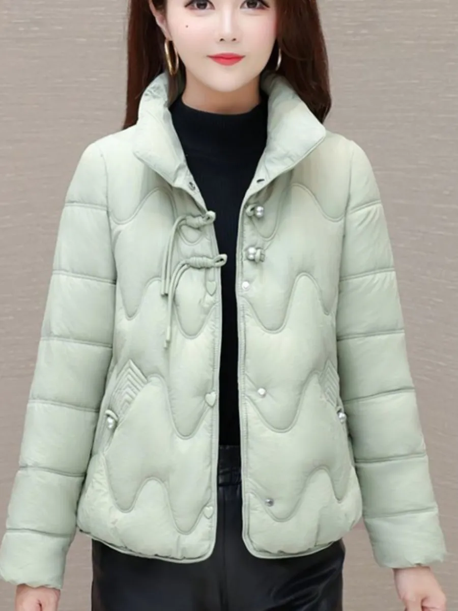 

Thickened Short down Cotton Jacket Stand Collar Women's Slim Fit Outerwear Set Yang Jing Brand Spring 2026 Collection