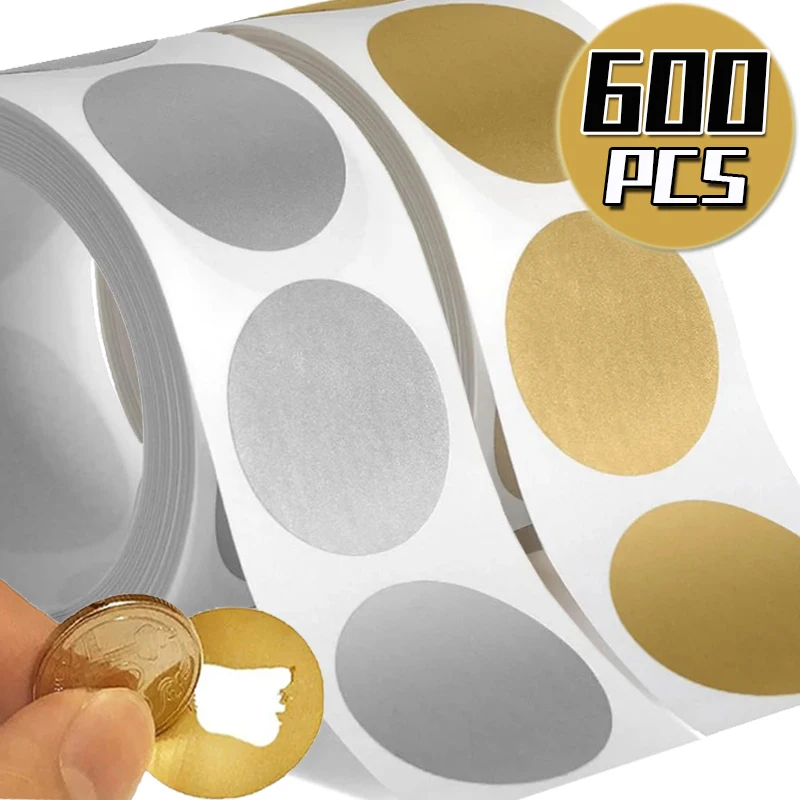 300/600PCS Round Scratch Off Stickers DIY Handmade Self Adhesive Labels for Game Scratch Sticker Labels Party Gift Decor Supply