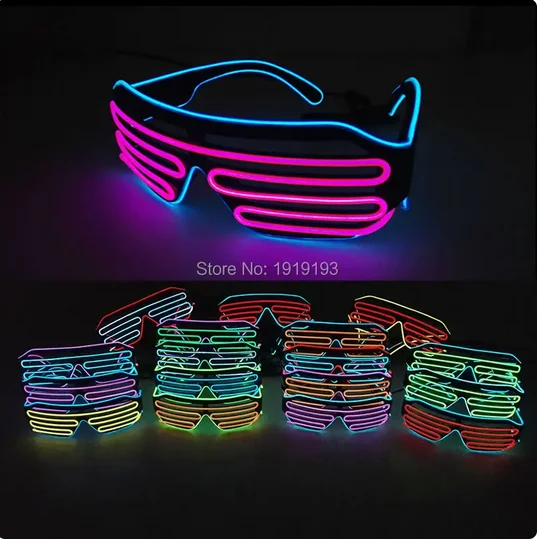 LED window-shades Glasses Concert Masquerade Disco Accessories EL Shutter Glasses  Shutter Glowing DJ SunGlasses For Men Women