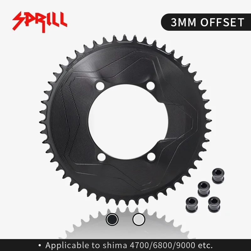 

SPRILL 3mm Offset 110BCD 4 Bolt Chainring for SHIMANO R2000 R3000 R4700 R5800 R6800 R9000 1× 12 Speed 110BCD Power Meter Spider