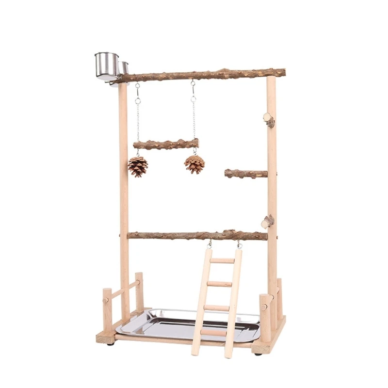 Finch Canary Cage Perch Stand Swing Parrot Swing Tray Toy Training