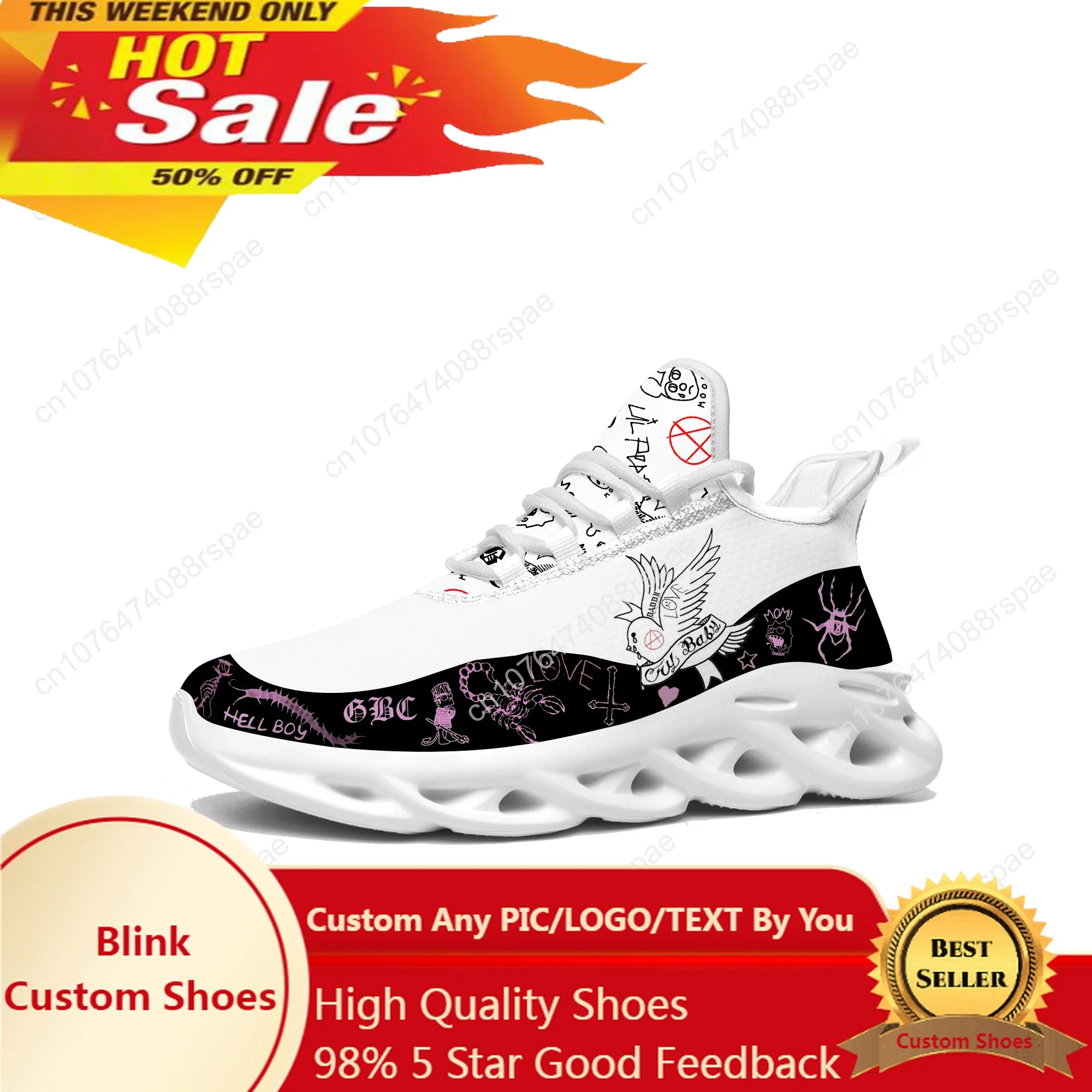 Lil Peep Rapper Flats Sneakers Mens Womens Hot Hip Hop Pop Sports Running Shoe Sneaker Lace Up Mesh Footwear Tailor-made Shoe