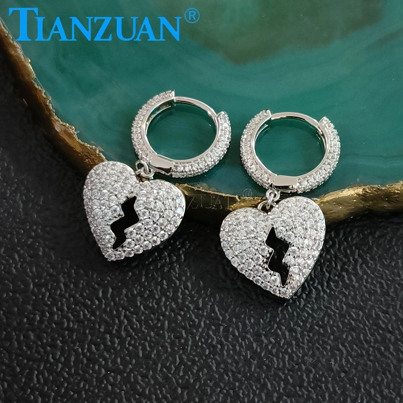 Boucles d'oreilles Moissanite pour femmes, coeur unique exquis, boucles d'oreilles pluie, cadeaux personnalisés, mode