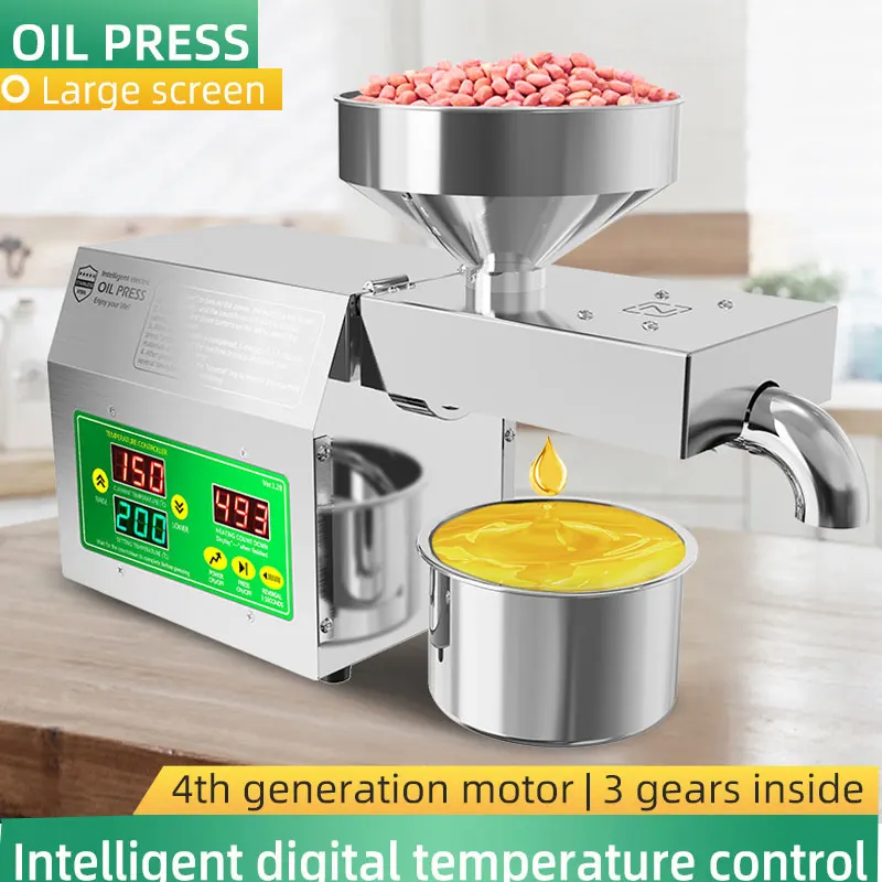 oil press mashine Stainless Steel Auto Cold Press 220v High Extraction Peanut Coconut Olive Kernel squeeze Press Oil maker 110 v