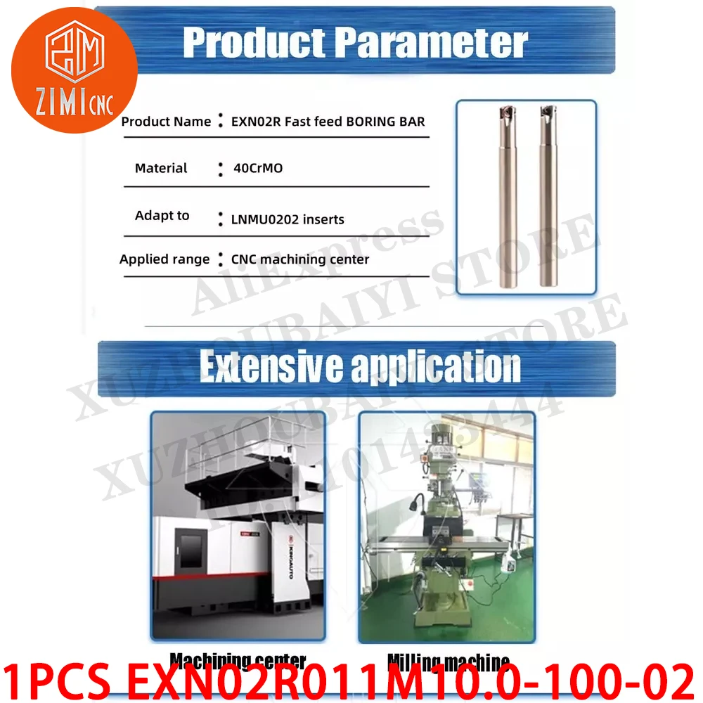 1 قطعة EXN02R011M10.0-100-02 قضيب ثقب قابل للفهرسة من فولاذ التنغستن حامل أداة الطحن الطرفي للتشغيل الخشن والطحن بتغذية عميقة 90 درجة
