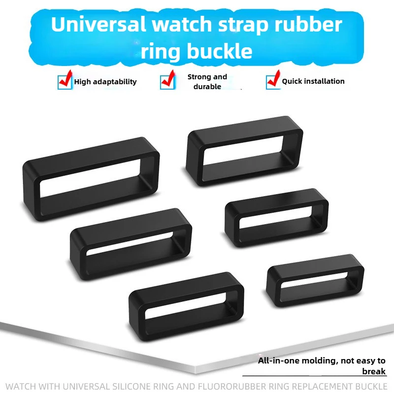 

6 PCS Smart Bracelet Silicone Loop Rubber Watch Bezel Multi-Size Watch Accessories Strap Keeper/Adjustable Ring