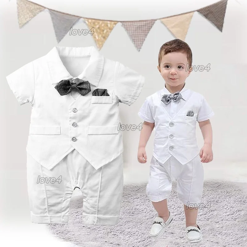 Baby Boy Baptismal Christening Formal Outfit Set Baptismal Attire for Infant Gentleman Boss Costume Newborn Photoshoot Outfit