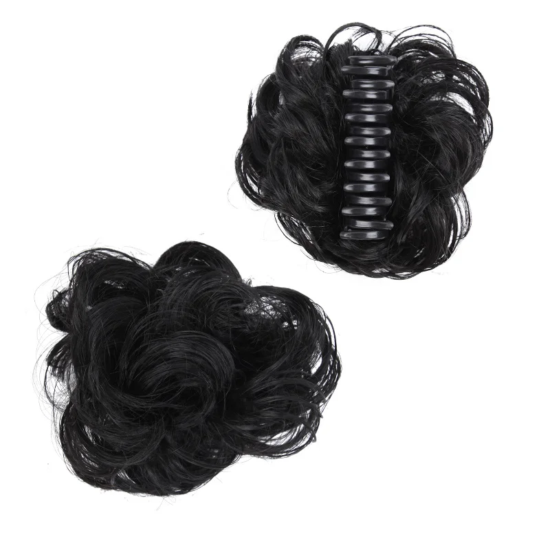 Fashion Wig Hair Claw Bun Messy Scrunchies Hairpiece Accessories Claw Clip Chignon Curly Fake Hair Elastic Hair Band for Women