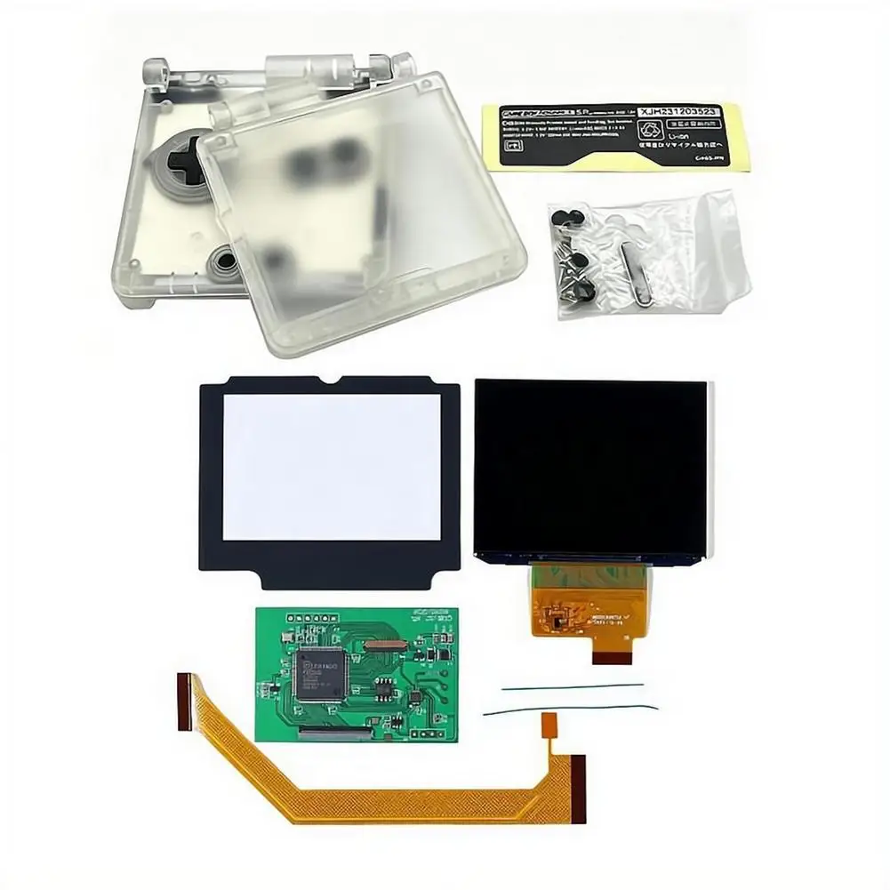 

IPS V4 LCD Full Screen Kits for GBA SP IPS V4 Screen High Brightness LCD Screen Custom Crystal Clear Housing Shell Replacement