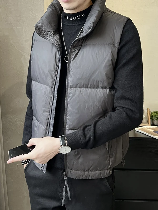 

Мужской утепленный жилет Warmth Sports с воротником-стойкой, однотонный, повседневный, зимний, модный, молодежный, из полиэфирного волокна, белый, с наполнителем из пуха