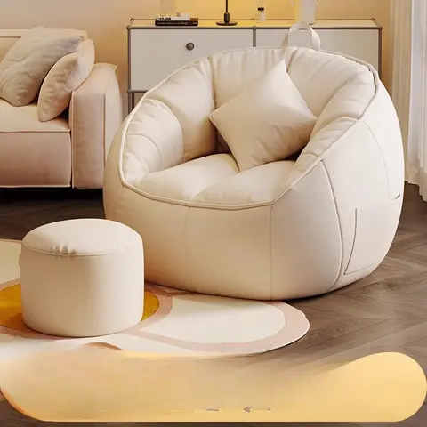 거실 용 좌석 퍼프 소파 콩 가방 가구 싱글 소파 순수 코튼과 린넨 소재 퍼프 Asiento 경량 휴대용