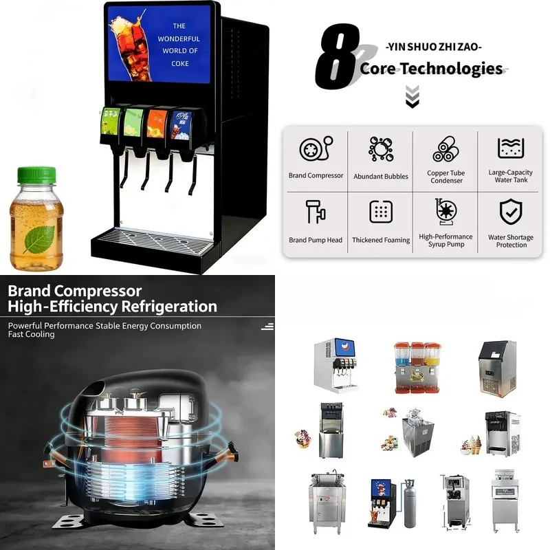 Commercial Automatic Beverage Machine for Cold Drinks 4-Flavor Stainless Steel Restaurant Cola Filling Machine