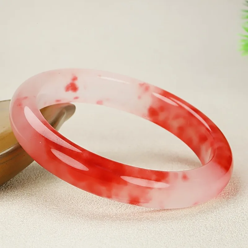 

Новый плоский овальный браслет из натурального камня вишнево-красного цвета — простые и элегантные украшения унисекс